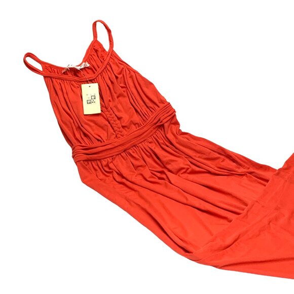 Max Studio Flame Orange Stretch Tank Styled High Waist Maxi Dress - Picture 11 of 11